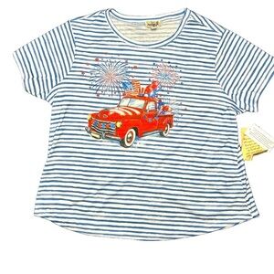 Whimsical Americana Fourth of July grannychic kitschy festive t-shirt NWT M